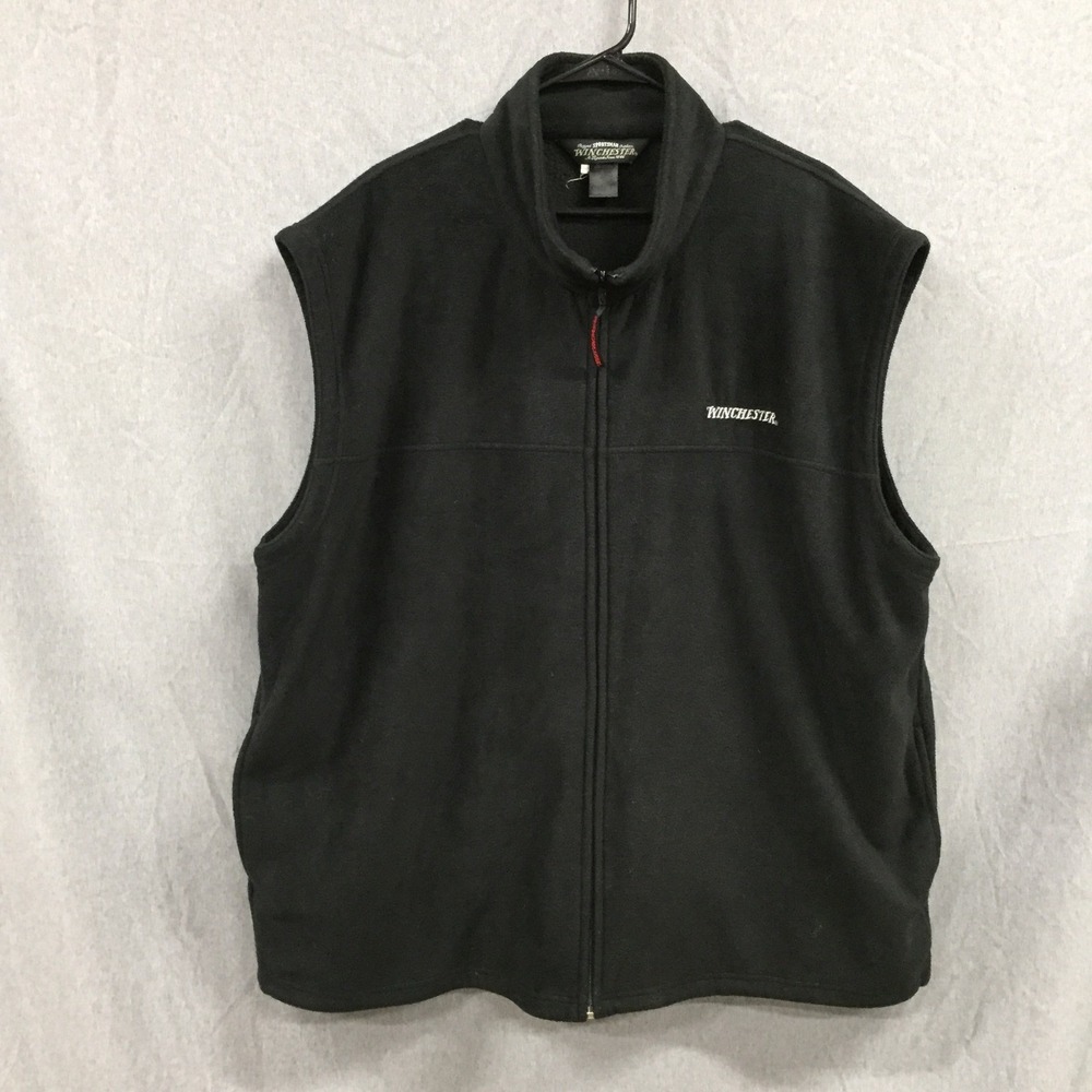 Winchester Rugged Sportsman Mens‎ Black Fleece Full Zip Outdoor Vest XXL